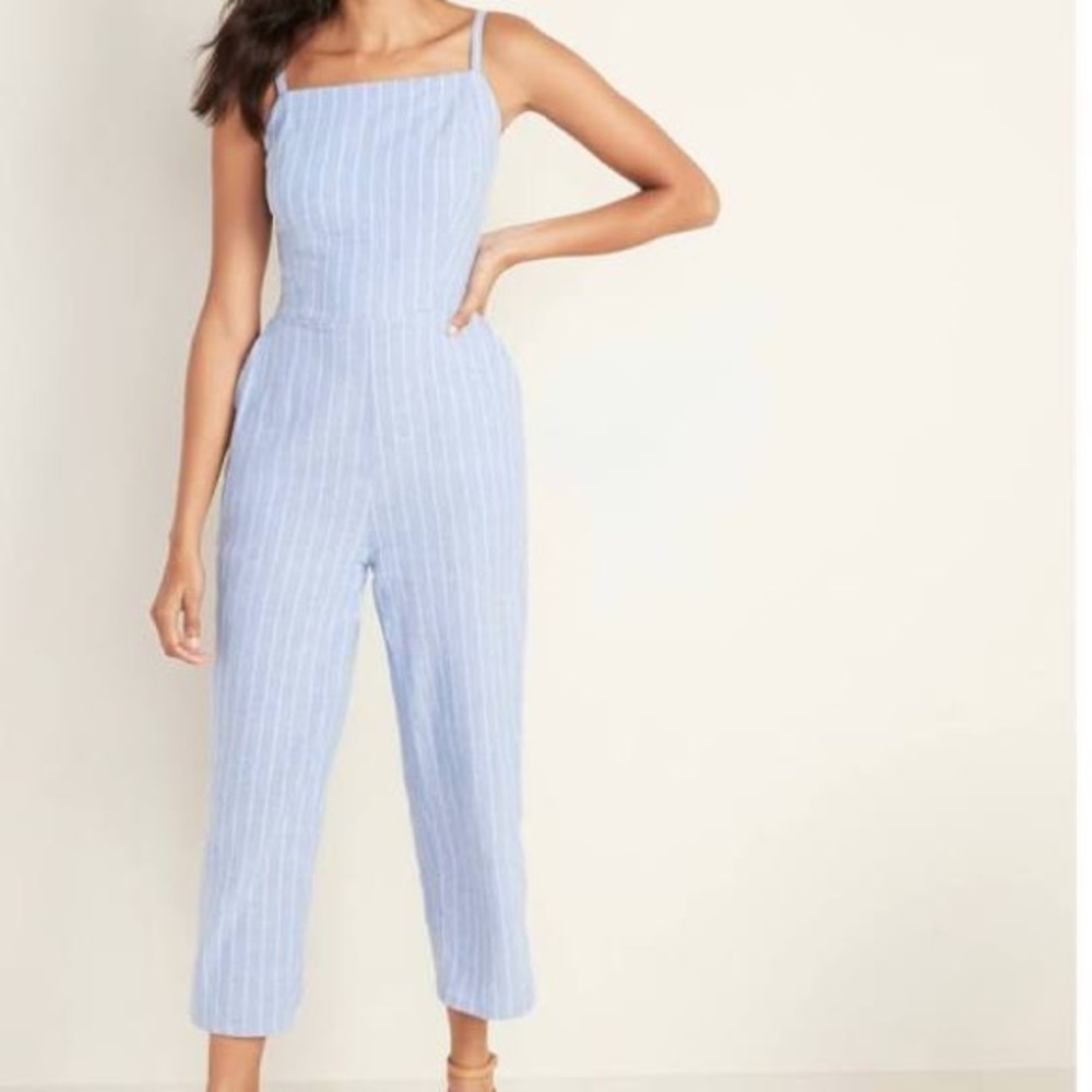 NWOT Old Navy Striped Blue Jumpsuit